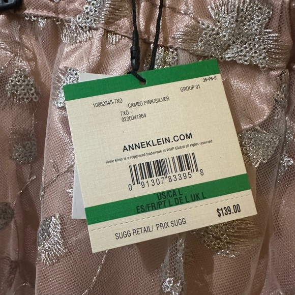 Elegant NWT Floral Embroidered Anne Klein Skirt - champagne, cream and silver - Picture 5 of 8